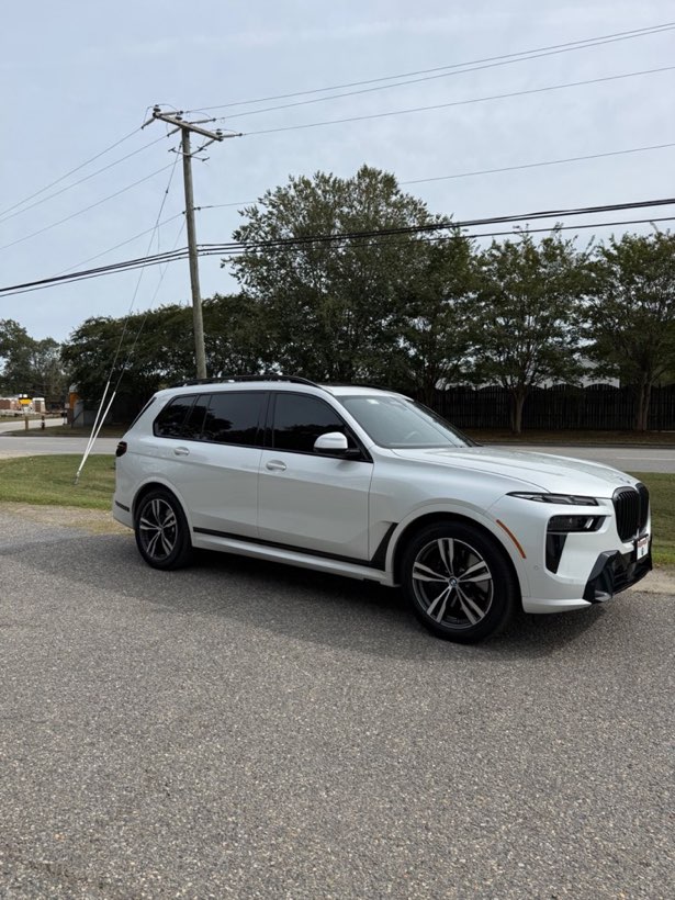 2026 BMW X7 with tint on the front two windows at Patriot Tinting